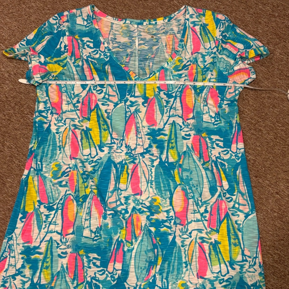 Lilly Pulitzer V-neck Sailboats Cotton Dress - Picture 9 of 9